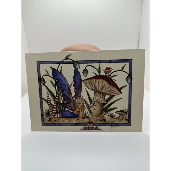 Vintage 2001 Amy Brown Fairy Fae Summer Mushroom Sprite Print Decoration 6”x4.5” - Picture 2 of 5